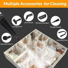 Handheld Pressurized Steam Cleaner with 12 pcs Accessories, Small, Deep Gray