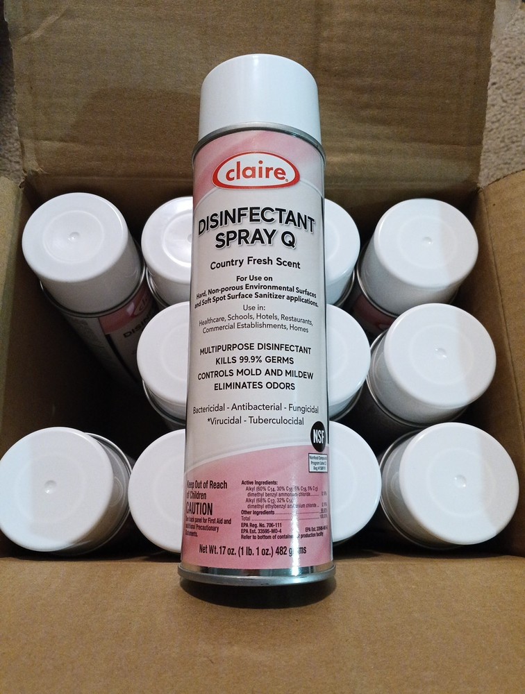Claire 1001 17 oz Aerosol Spray Q Disinfectant – Country Fresh Scent (12/CT) New