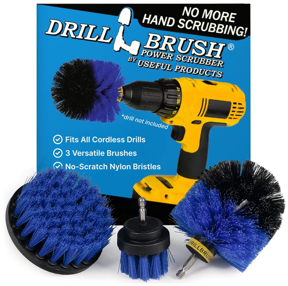 Drillbrush Boat Accessories – Kayak 2in, 4in, 3.5in corner brush, Medium Blue