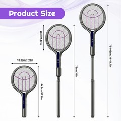 2800V Extendable Electric Fly Swatter with UV Light 90° Rotating head