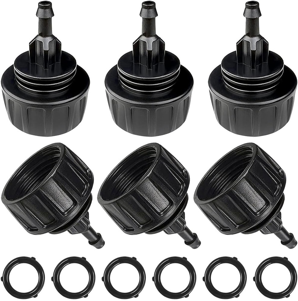 6 Pack Drip Irrigation Hose Connectors, 1/4 Inch inch, Black