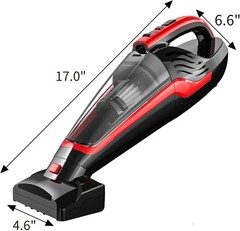 Handheld cordless vacuum cleaner for pet hair, rechargeable, red.