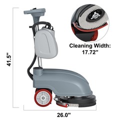 14″ Walk-behind Floor Scrubber Machine 15000 Sqft/h 4-gal Tank 18″ Suction