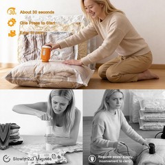 Portable Vacuum Storage Bag Pump, Travel Cordless Electric Rechargeable