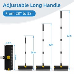 Scrub Brush with Long Handle, Floor Squeegee Broom for Black