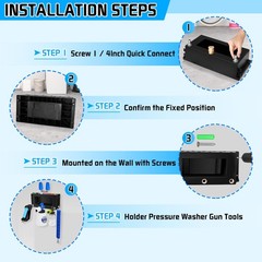 Boltigen Wall Mounted Pressure Washer Gun Holder, Foam Cannon Organize Black