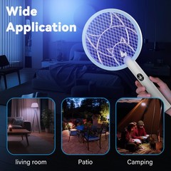 Nymrix Electric Fly Swatter Racket 2 In 1 Mosquito Bug Zapper 4100V Handheld