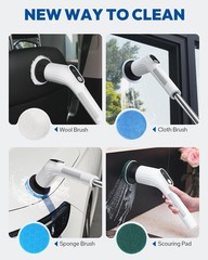 Electric Spin Scrubber for Cleaning – Upgraded Cordless Brush White