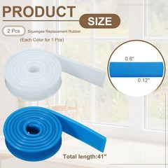 Squeegee Replacement Rubber, 2Pcs Household Silicone Squeegee Refill,Blue,White