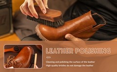 4 Pcs Horsehair Shine Shoes Brush Kit Polish Dauber Applicators Cleaning Leather