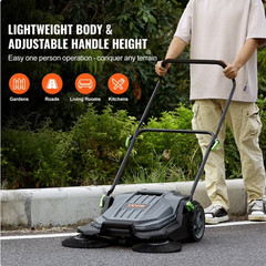 VEVOR Walk-behind Hand Push Floor Sweeper 25.6″ Width 5 Gallon Waste Container
