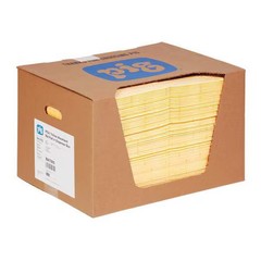 Pig Mat605 Sorbent Pad, 22 Gal, 15 In X 20 In, Universal, Yellow, 100 Pk