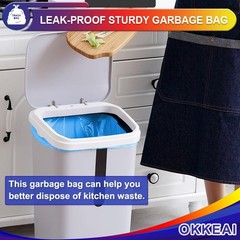 Okkeai 8 Gallon Kitchen Trash Bags Blue Garbage Bags Strong 30L Trash Can Bags