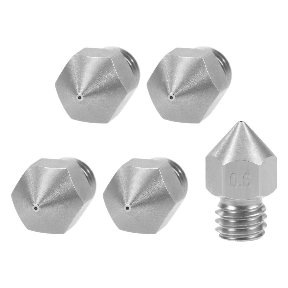 5Pcs 3D Printer Nozzle M6x0.6mm Stainless Steel Nozzles Extruder