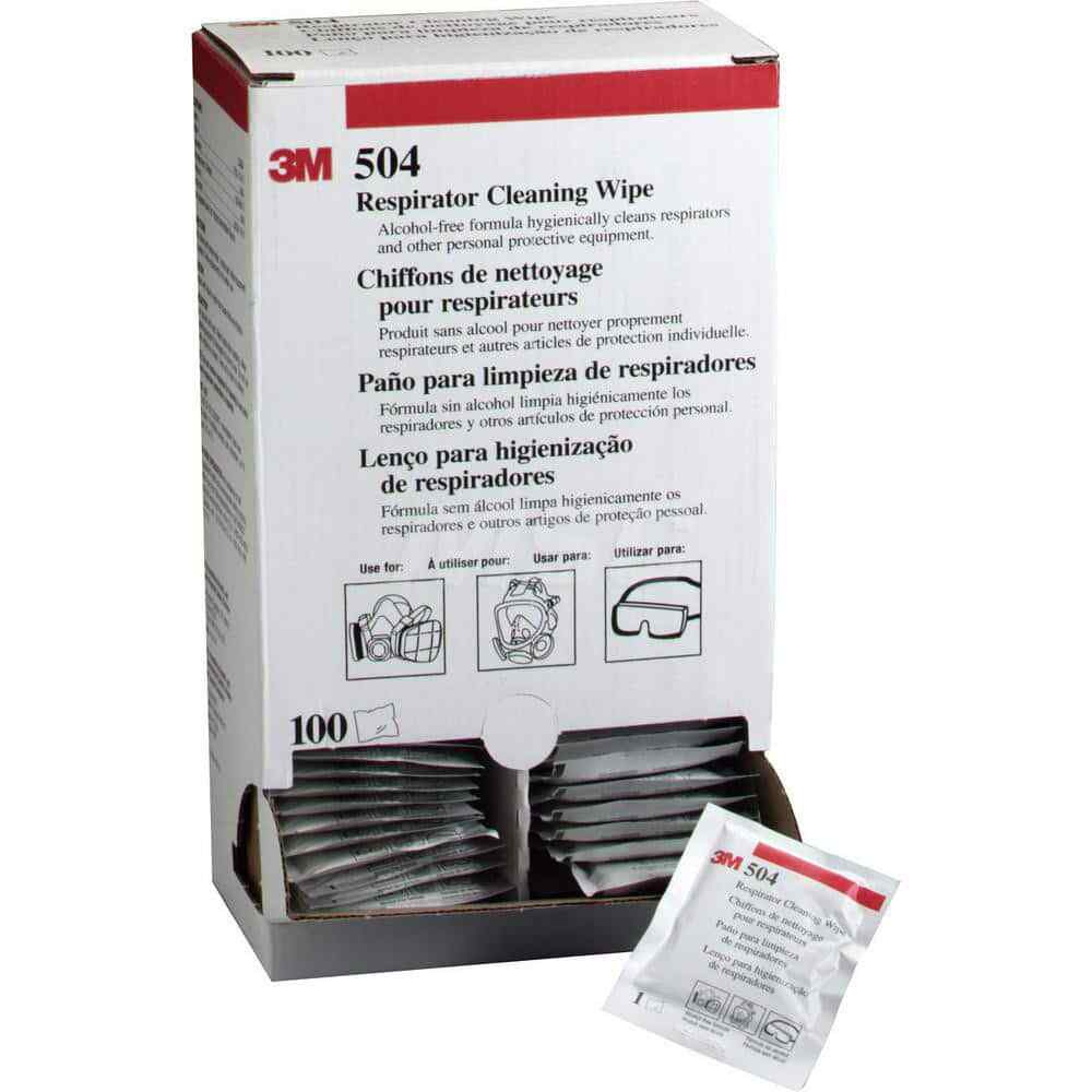 100 Pack 3M 504 CLEAN WIPE Facepiece Respirator Cleaning Wipes: 10″ Square