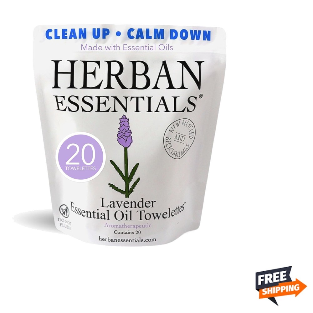 Lavender Essential Oil Wipes Travel Size Face Body Cleansing Individually Wra…