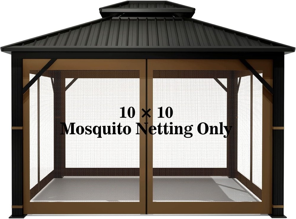 Gazebo Universal Replacement Mosquito Netting – 10′ x 10′ Outdoor Mesh Netting