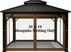Gazebo Universal Replacement Mosquito Netting – 10′ x 10′ Outdoor Mesh Netting