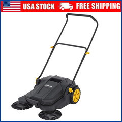 Easily Walk-behind Hand Push Floor Sweeper 25.6″ Width 5 Gallon Waste Container