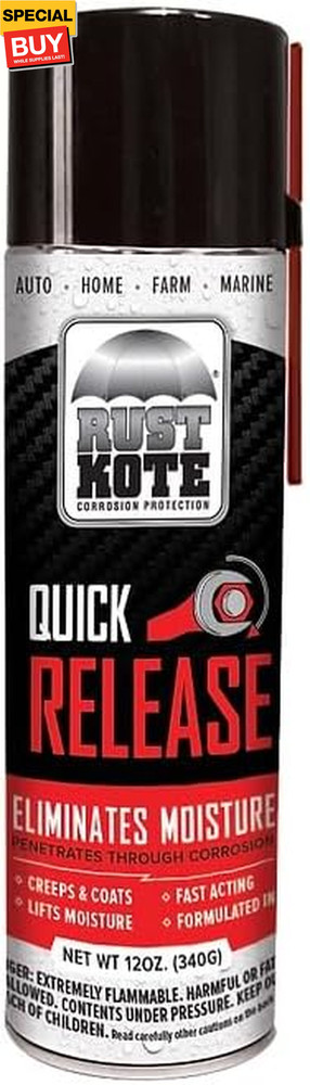 RustKote Quick Release Aerosol 12oz, Penetrating Oil. Corrosion Inhibitor. Loose