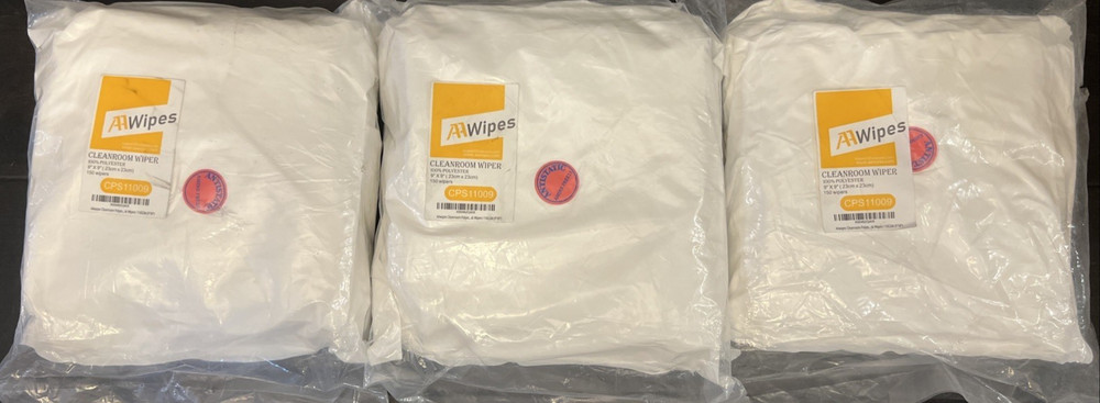 3 QTY AAWipes Cleanroom Cloth Wipes 9″x9″ (150 Pcs per bag) CPS11009