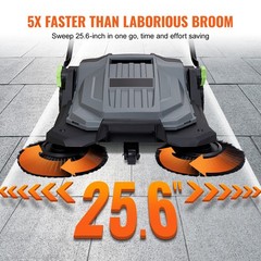 Manual Floor Sweeper 5-Gallon Container Adjustable Handle Non-Electric