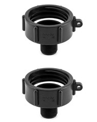 QWORK IBC Tote Tank Drain Adapter, 2″ Coarse Thread x 3/4″ Male 2 Pack, Black