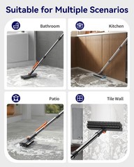 HelpX Small Floor Scrub Brush with Length Adjustable Long 1 Pack, Gray