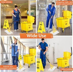 38 Qt Commercial Mop & Bucket Set with Side-Press Wringer, Wheels