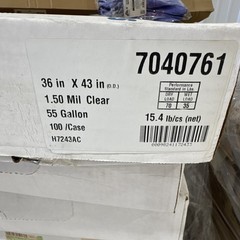 55 Gallon Clear Trash Bags 36x43in 1.50 Mil 100/Case H7243AC 7040761