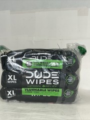 DUDE Wipes Flushable Wipes 3 Pack (144 XL Wipes) Herbal Relief Exp12/27