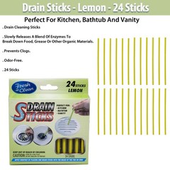 Fresh & Clean Drain Sticks – Lemon – 24 Sticks, Yellow