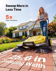 VEVOR Walk-Behind Floor Sweeper Manual Hand Push Sweeper 25.6″ Sweeping Width