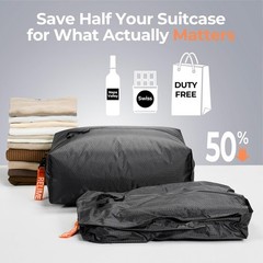Relime Classic Series Vacuum Bags for Travel For Carry On luggage, 2PC Gray