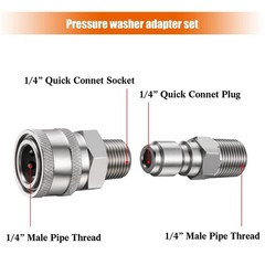 Shimeyao 4 Sets NPT 1/4 Inch Pressure Washer Coupler Quick inch, Silver