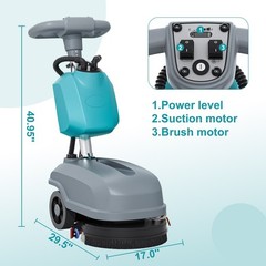 15″ Foldable Walk Behind Floor Scrubber Machine 24000 Sqft/h 6 Gal 23″ Squeegee