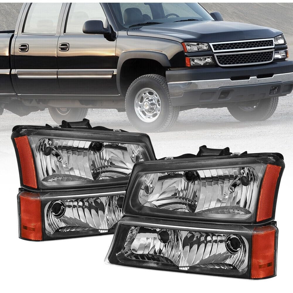 Front Black ABS Plastic Headlight Bumper Lamps For Silverado 1500 2003-2006