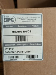Brady Mro100 Sorbent Pad, 26 Gal, 15 In X 19 In, Universal, Gray, 100 Pk