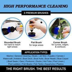 Drillbrush Boat Accessories – Kayak 2in, 4in, 3.5in corner brush, Medium Blue