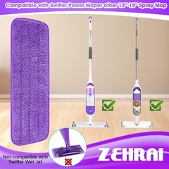 6 Pack Reusable Microfiber Mop Pads for Swiffer 10-12 inches, Purple 6