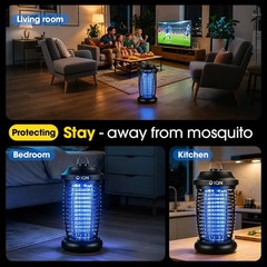 Iqn Bug Zapper Outdoor Plug-In Electric Mosquito Fly Zapper 15W Grid On/Off