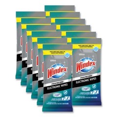 Windex Electronics-Cleaner Wipes, 1-Ply, 7×10, Neutral Scent, 25/PK, 12 Packs/CT