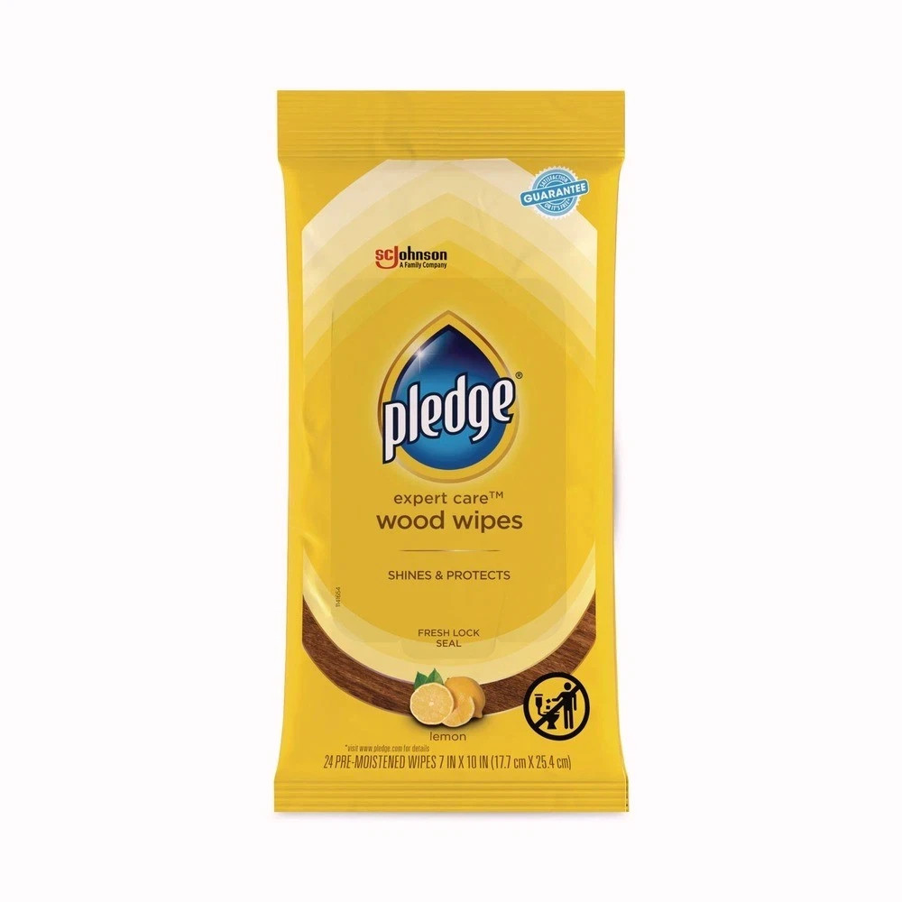 Pledge 336297PK 7″ x 10″ Cloth Wet Wipes – Lemon Scent, White (24/PK) New