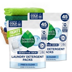Seventh Generation Laundry Detergent Packs, Free 45 Count (Pack of 2), White
