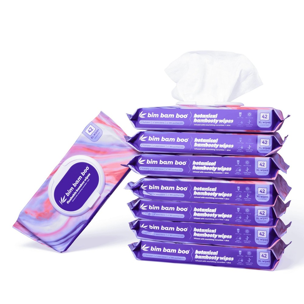 Bim Bam Boo | Flushable Wet Wipes | 100% Plant Based | 336 Count (Pack of 1)