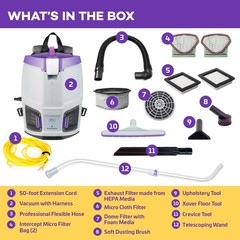 ProTeam GoFit 3 Commercial Backpack Vacuum with Xover Multi-Surface Telescopi…