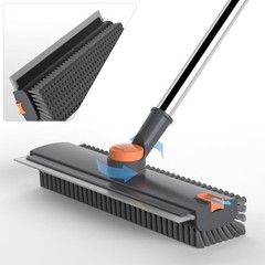 Scrub Brush with Long Handle, Floor Squeegee Broom for Gray