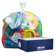 Plasticplace 56 Gallon Clear Trash Bags, 1.5 MIl, 43” x 46”, 100 Count