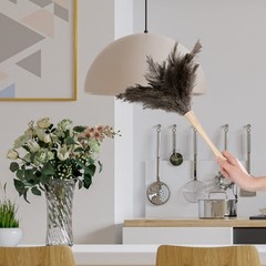 Superio Ostrich Feather Duster Fluffy Dust Remover Wooden Handle Reusable For