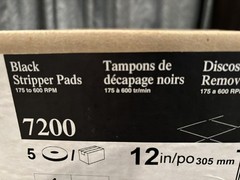 3M Black Stripper Pad 7200 12” (Case of 5) New In Box 08374 Save!!